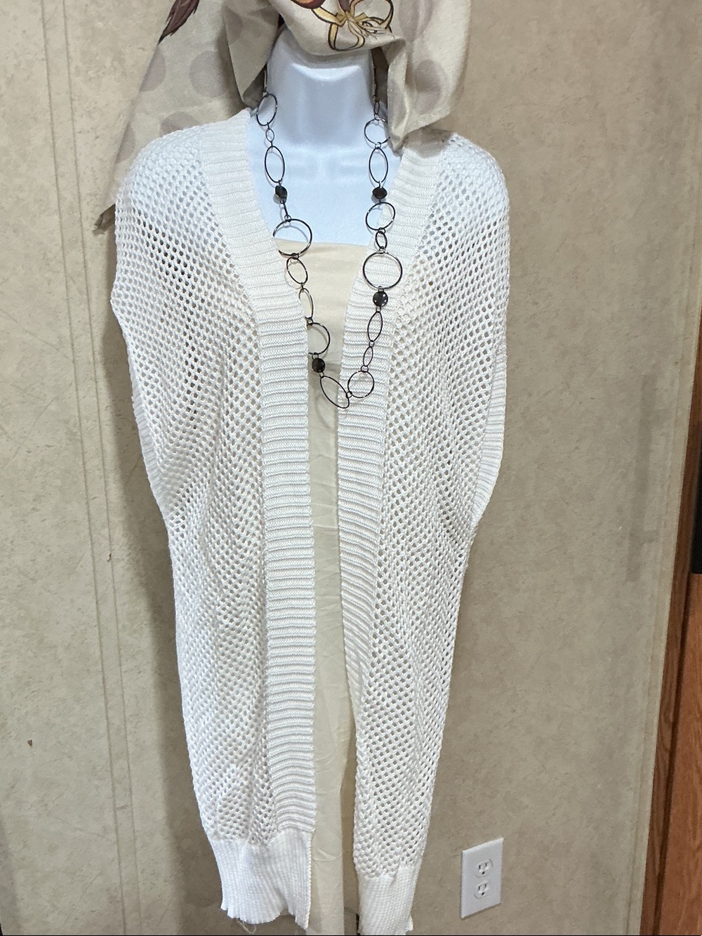 Bundle) Open-Knit Cream Women's Sweater Cardigan
